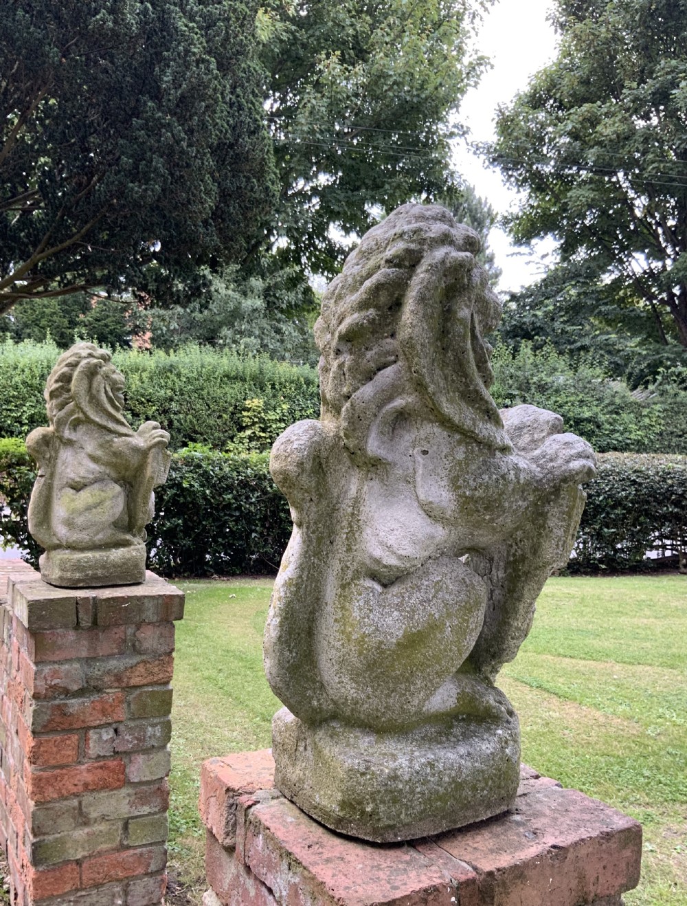 A pair of late 19th century stone lions