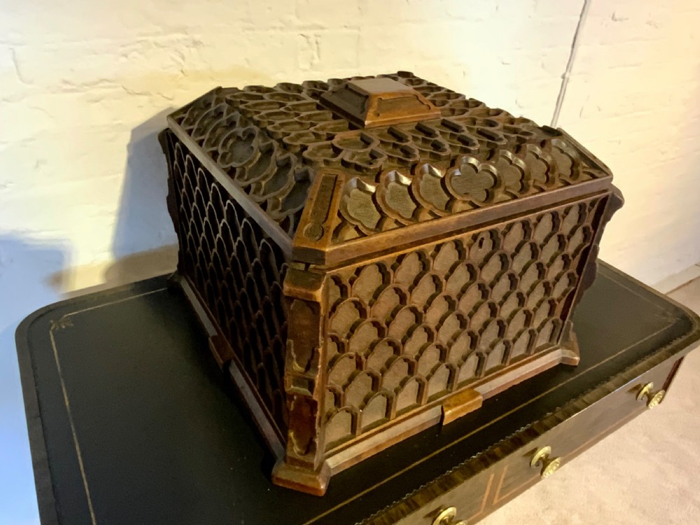 A large 19th century Gothic tracery table casket
