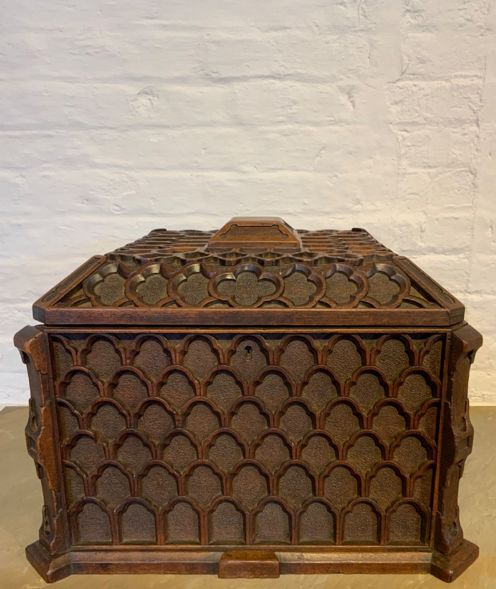 A large 19th century Gothic tracery table casket View V