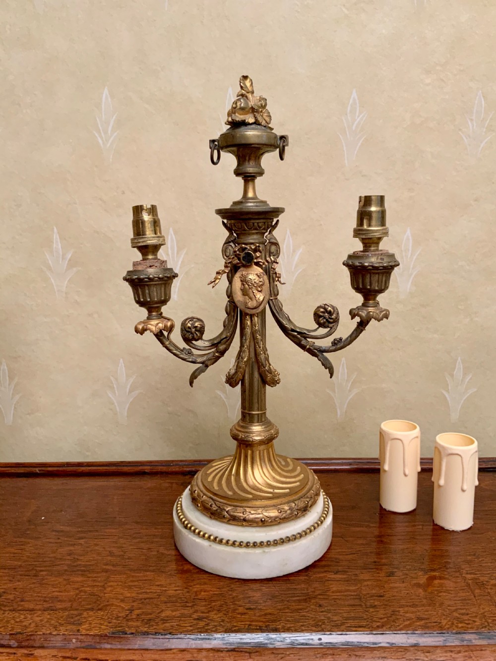 A pair 19th century ormolu table lamps View II