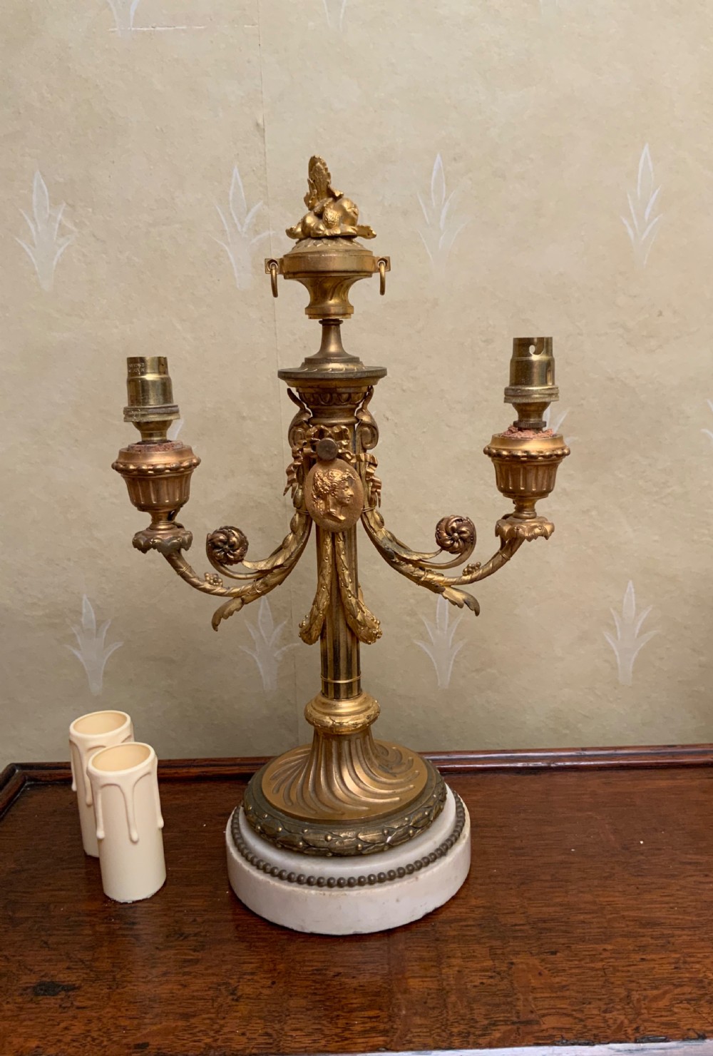A pair 19th century ormolu table lamps View III