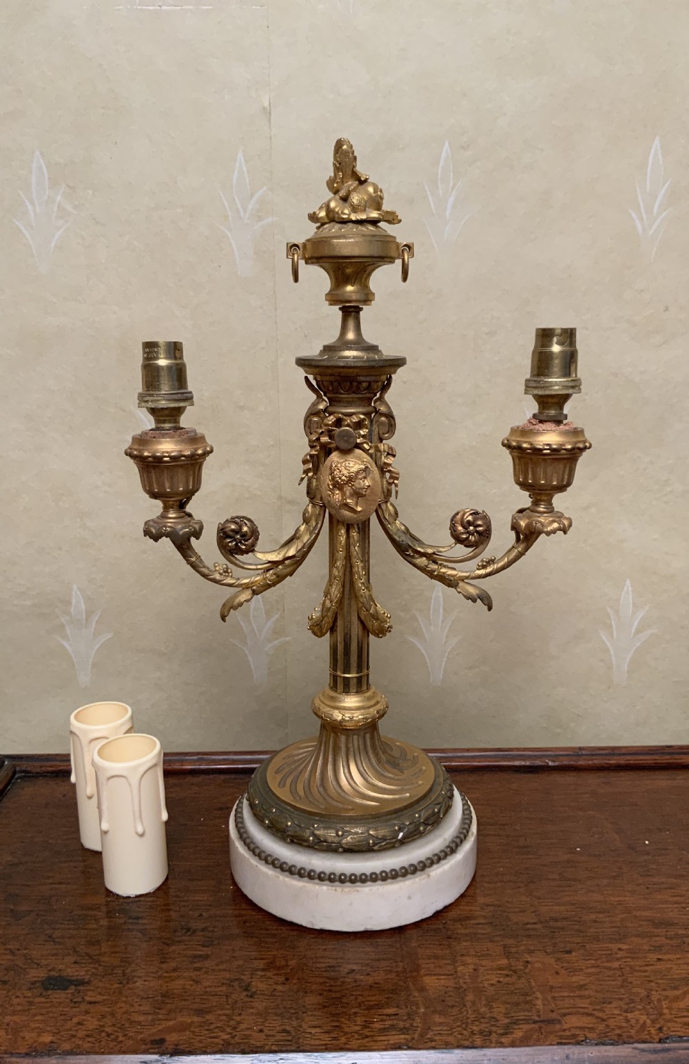 A pair 19th century ormolu table lamps View V