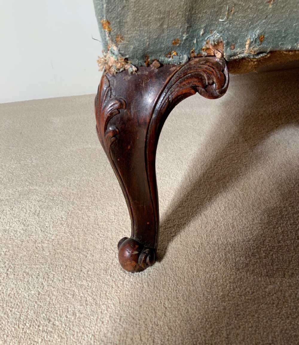 Victorian mahogany upholstered settee View VII