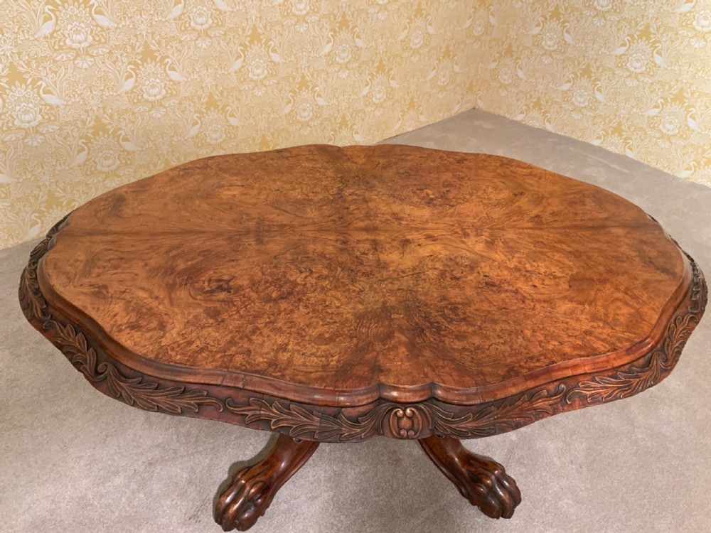  Irish burr walnut centre table View X