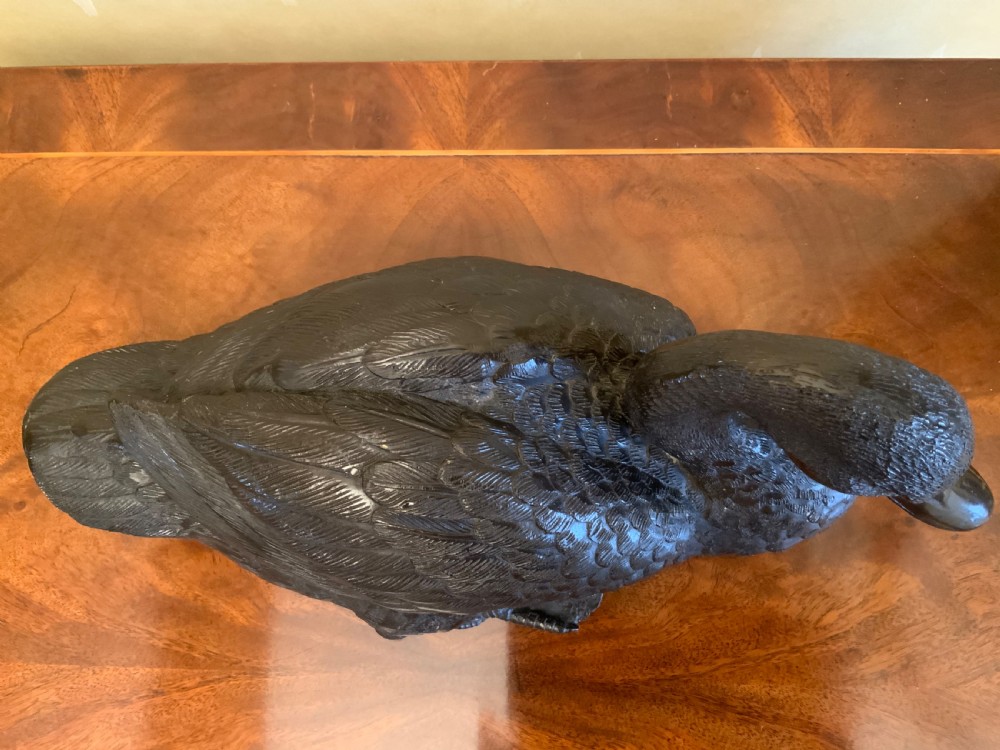A 19th century bronze sculpture of a duck. View II