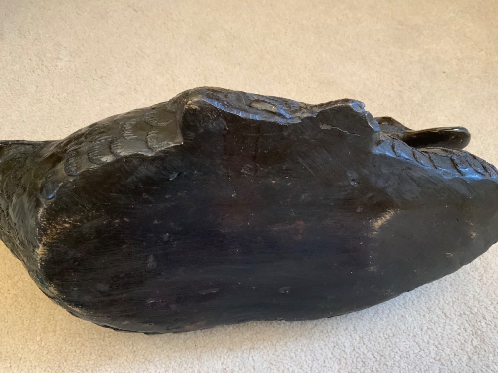 A 19th century bronze sculpture of a duck. View III