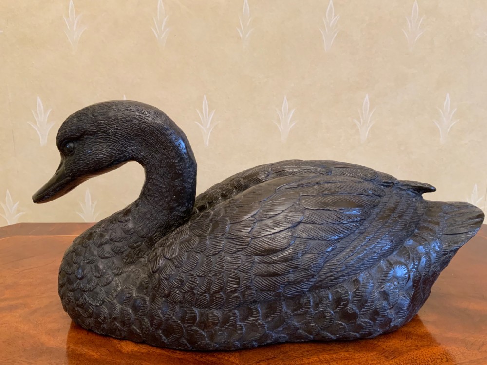 A 19th century bronze sculpture of a duck. View IV