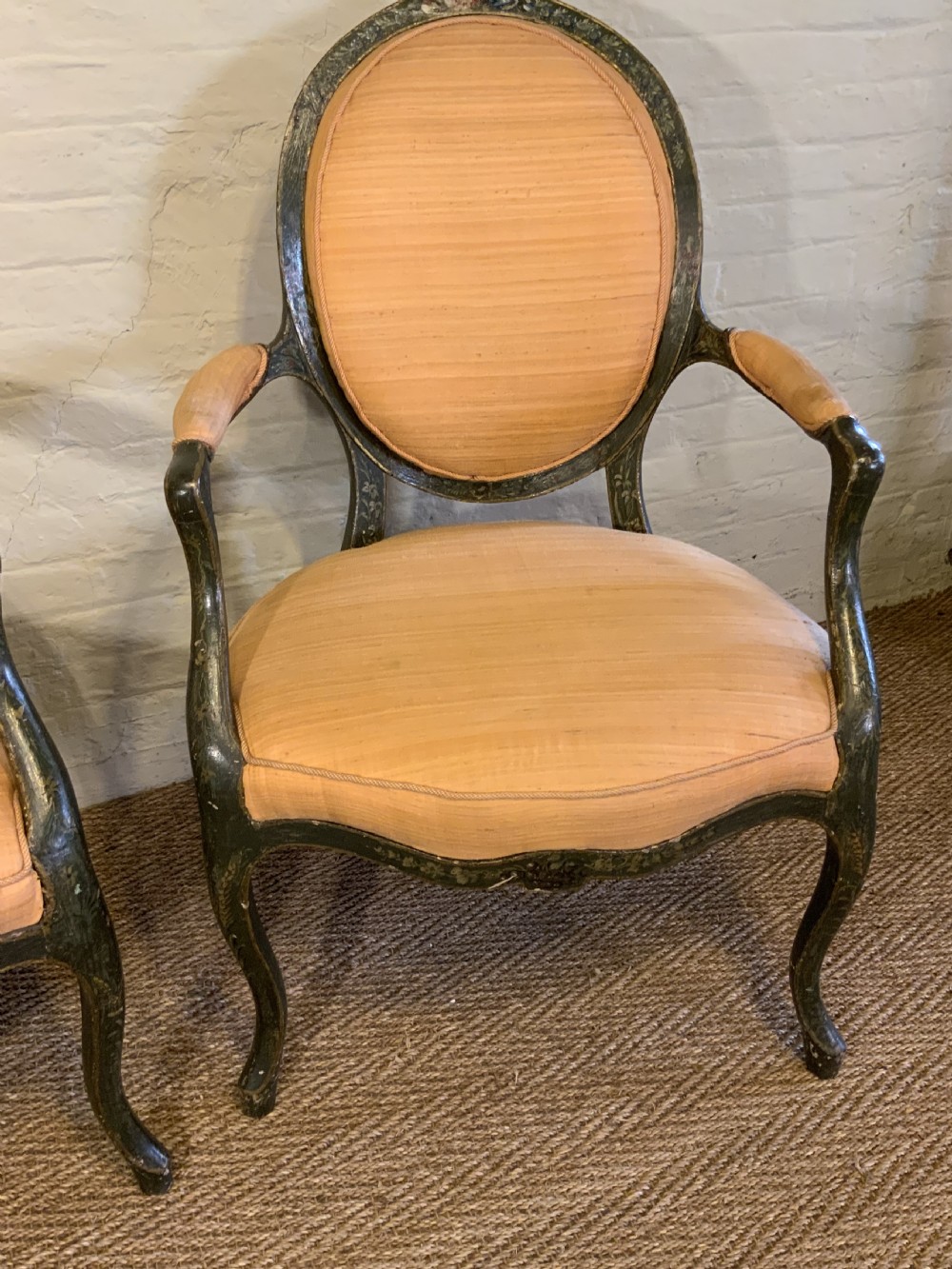 Pair of 19th century painted arm chairs View X