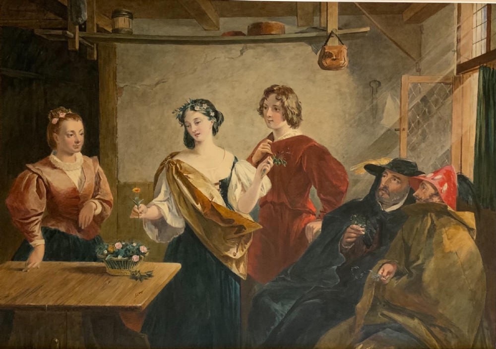 A large 19th century watercolour Florizel and Perdita
