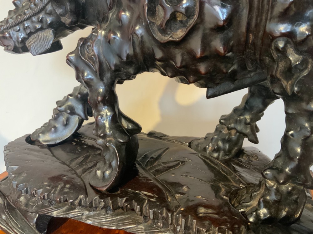 A large pair of Chinese carved  wood water buffalo View IV