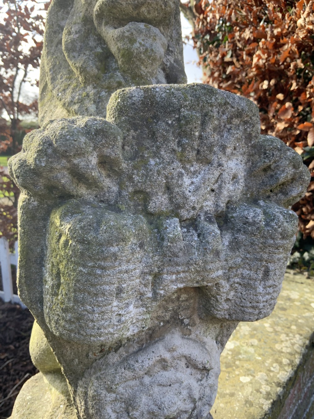 Pair of stone lions rampant View V