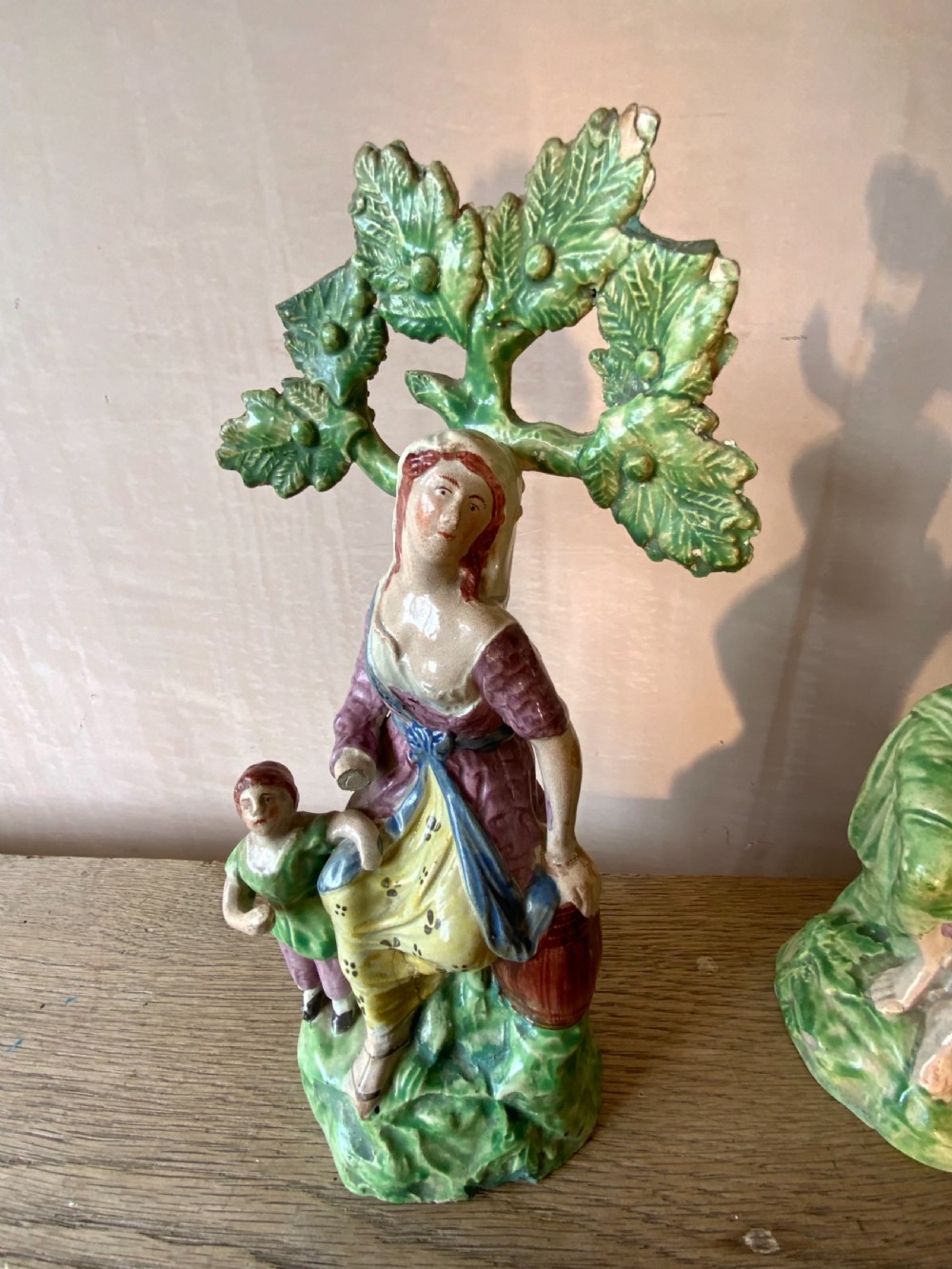 Pair of 18th century Staffordshire pottery figures View II