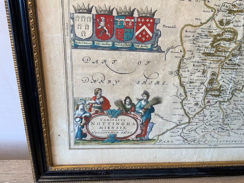A 17th century engraved map of Nottinghamshire View V