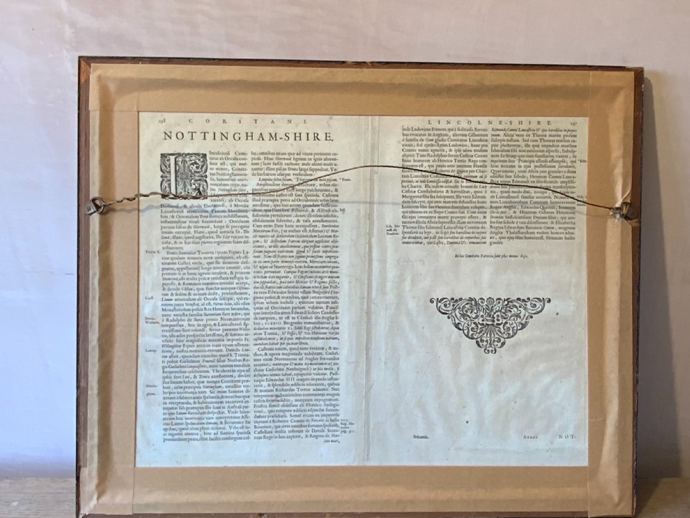 A 17th century engraved map of Nottinghamshire View VI