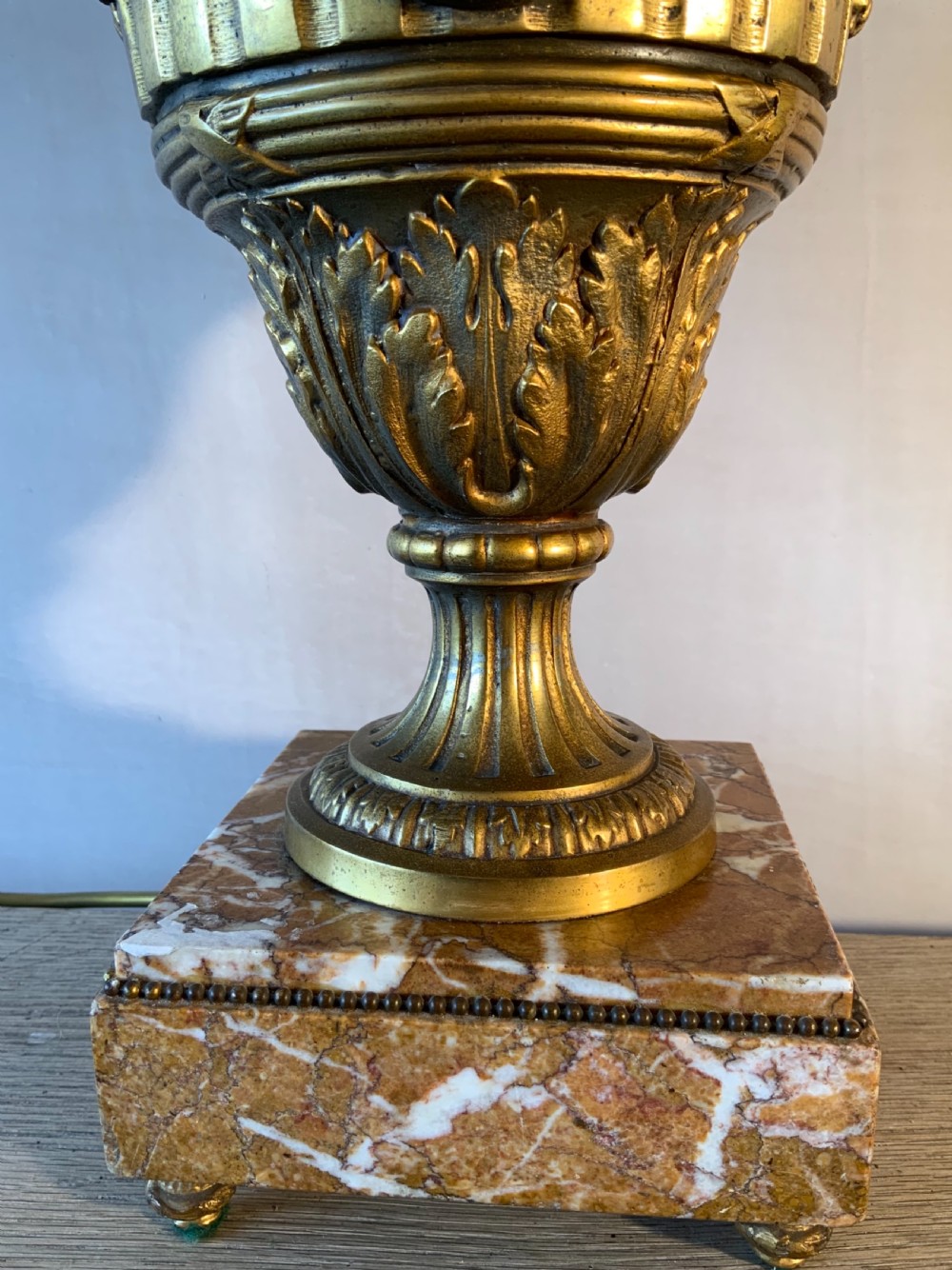 A late 19th century gilt metal table lamp View II