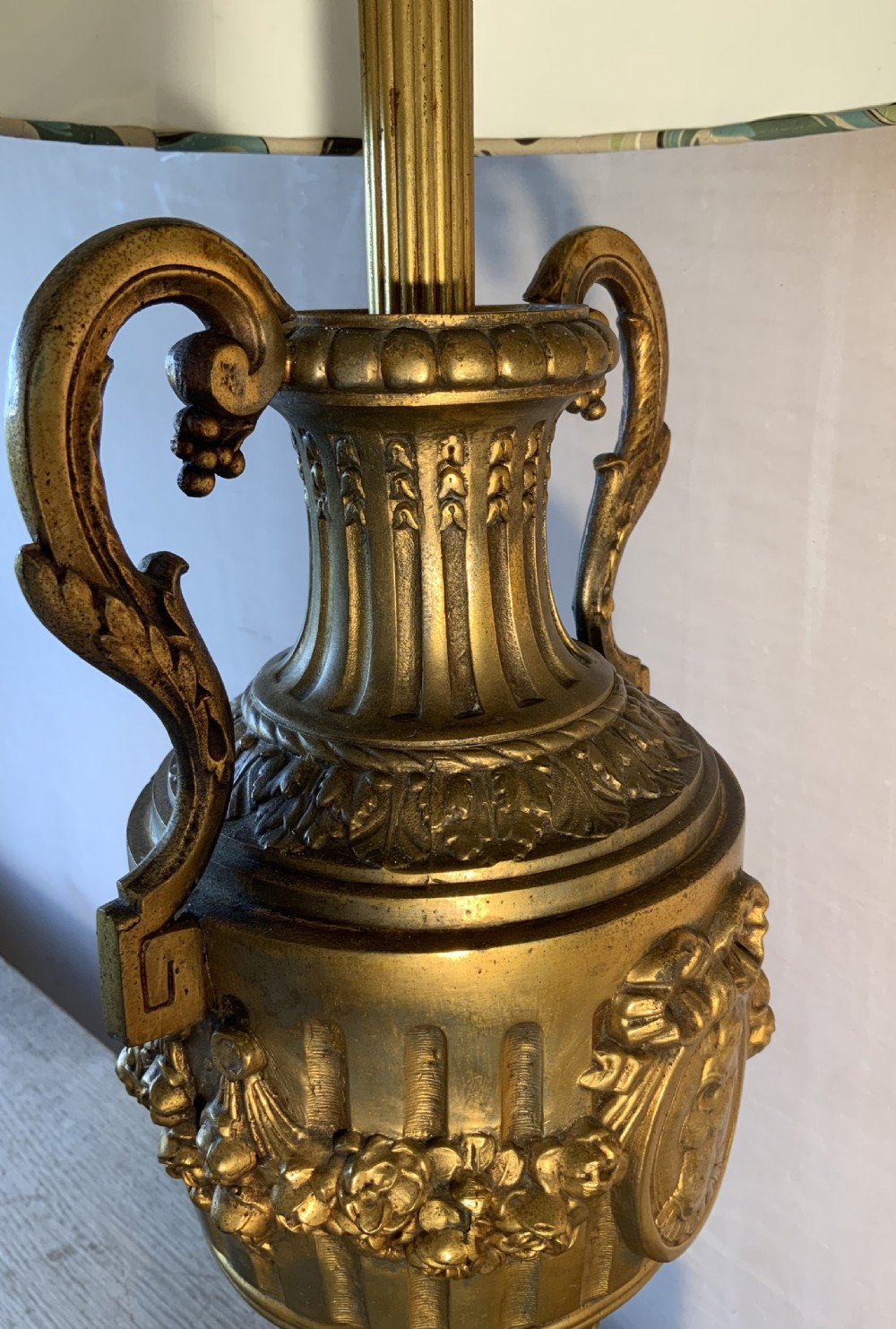 A late 19th century gilt metal table lamp View V