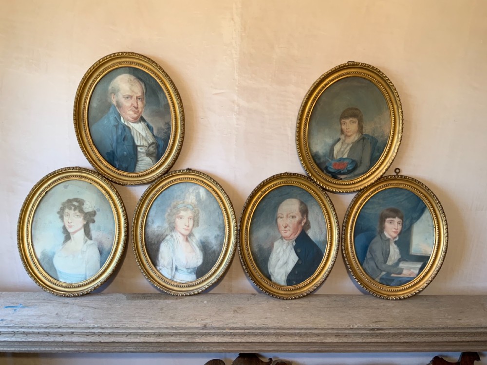 Set six 18th century paintings of members of the Surtees family