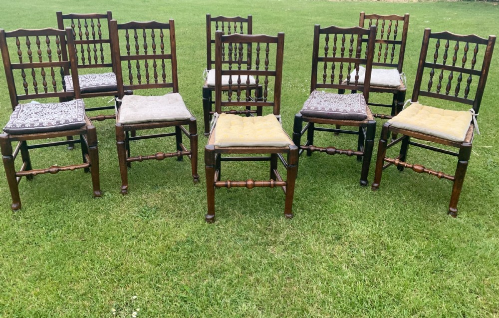 Eight early 19th century elm dining chairs View III