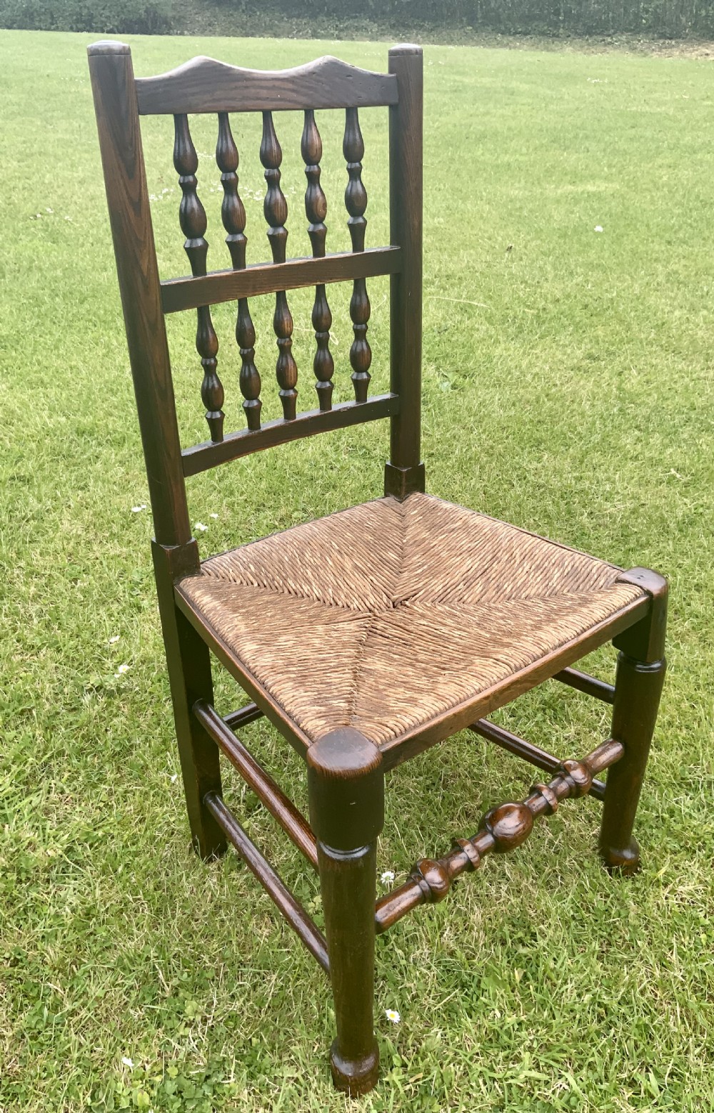 Eight early 19th century elm dining chairs View XII