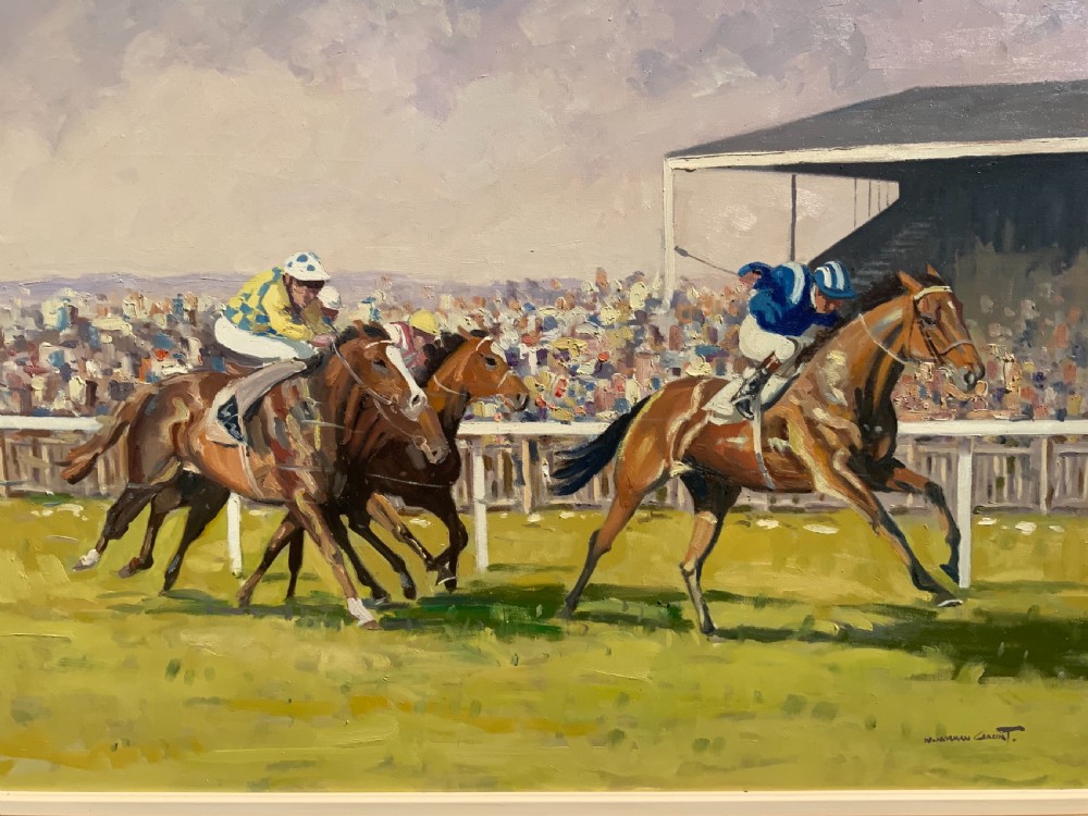 A large sporting oil painting by William Norman Gaunt
