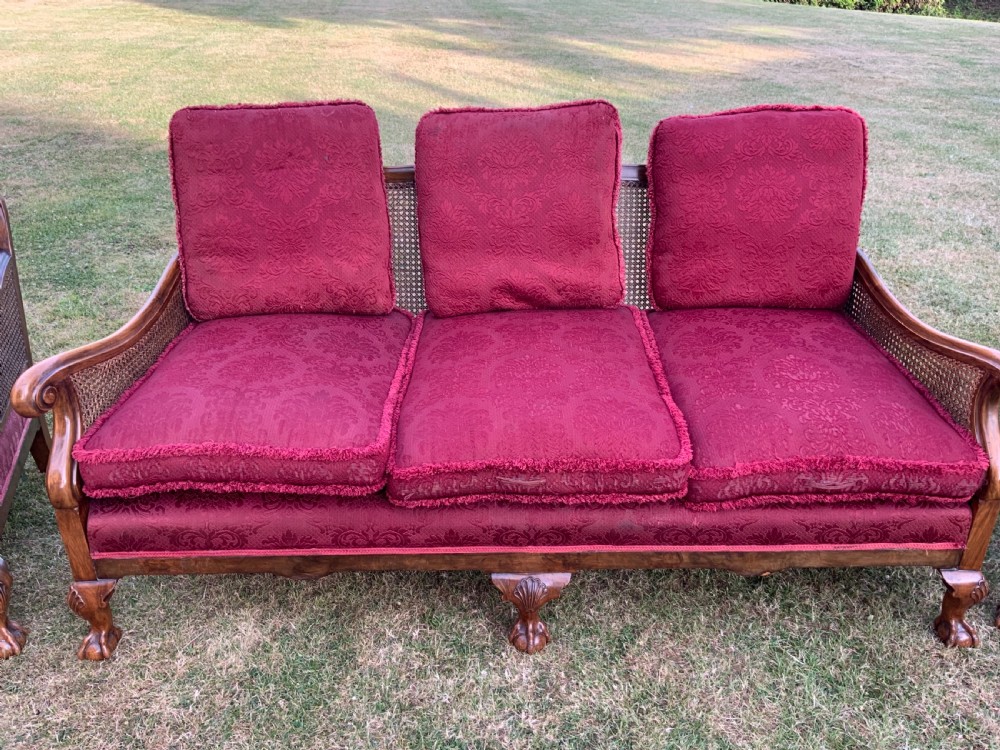 An walnut  bergére settee and pair or arm chairs View XI