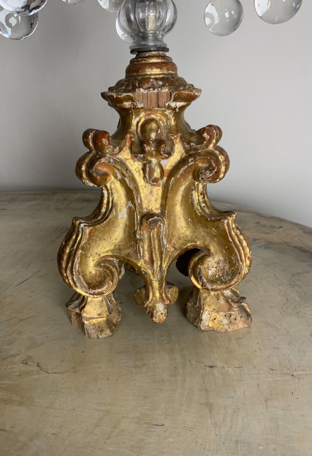 Pair of carved gilt-wood based candelabra View II