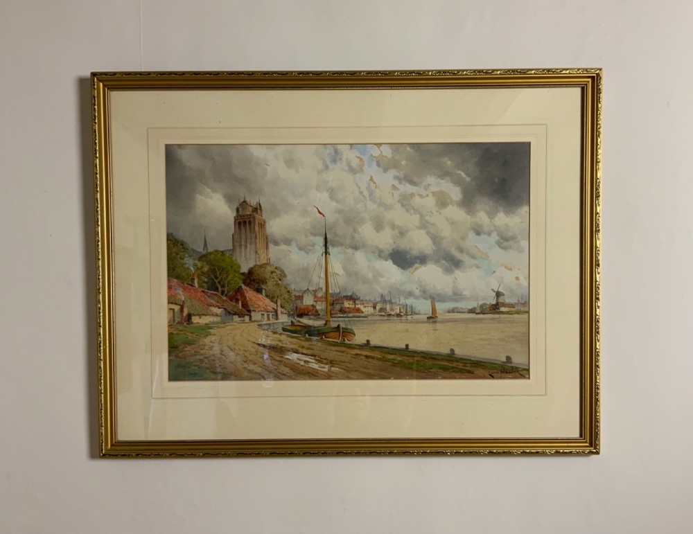 Pair of watercolours by Hermanus Koekkoek the younger View VI