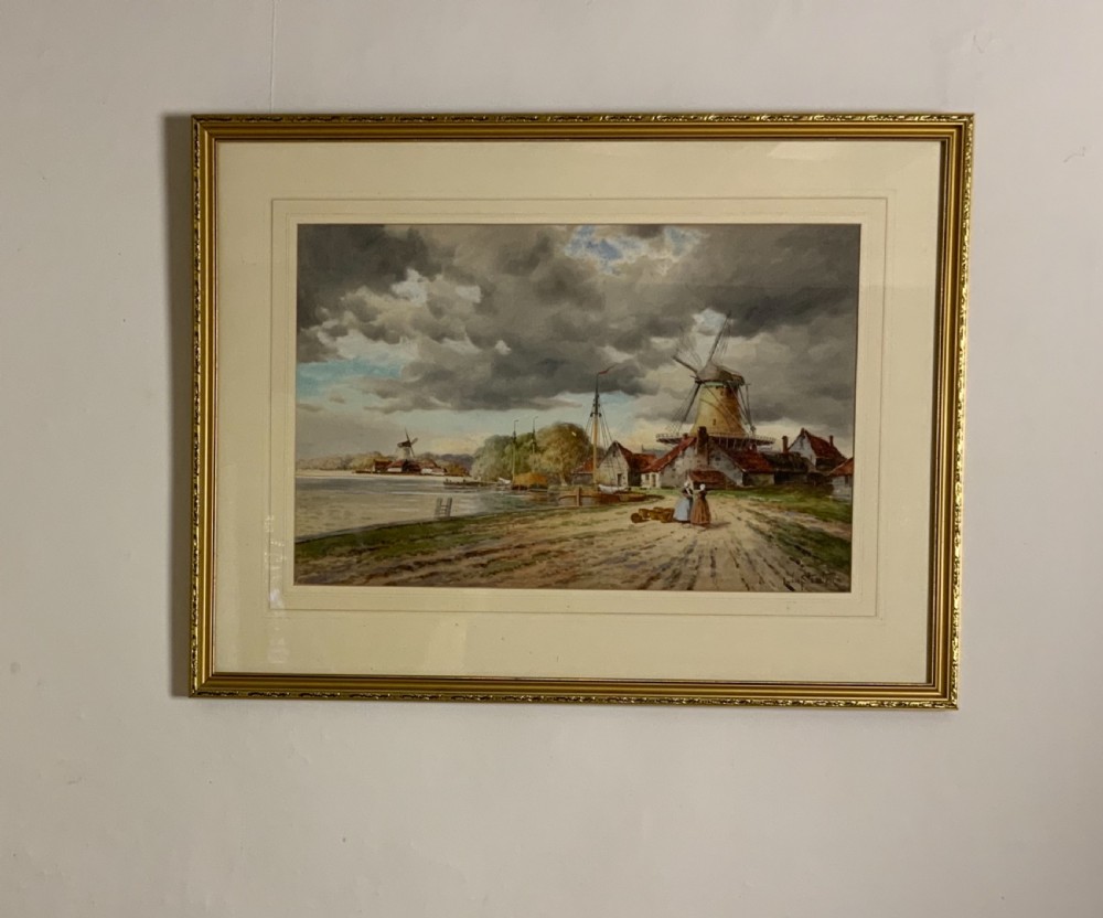 Pair of watercolours by Hermanus Koekkoek the younger View VIII