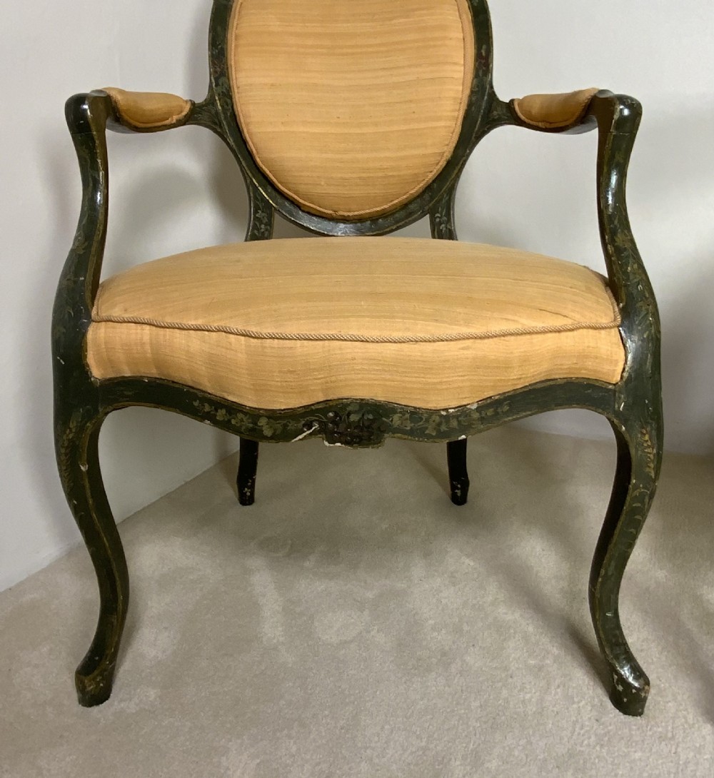 Pair of Georgian painted open arm chairs View III