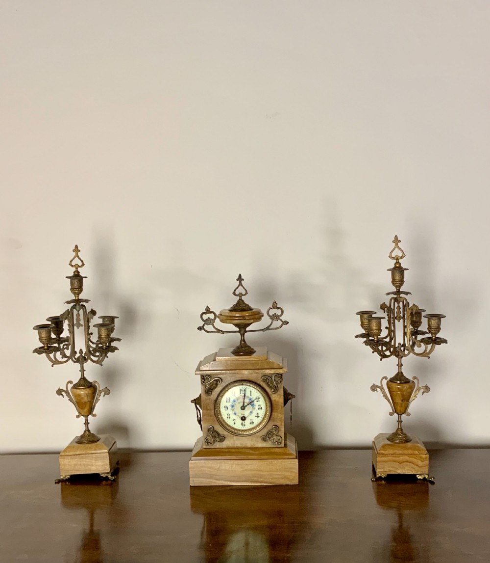 Late 19th century clock garniture