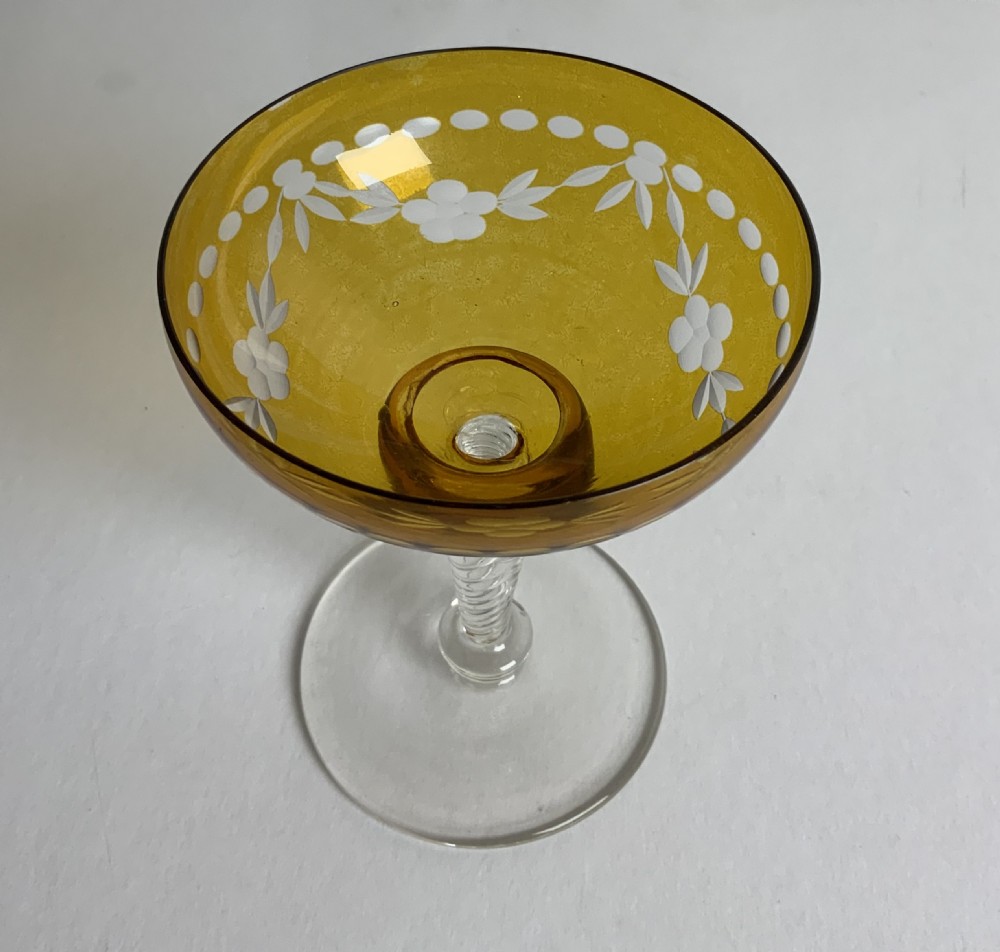 Set six amber coloured champagne glasses View III