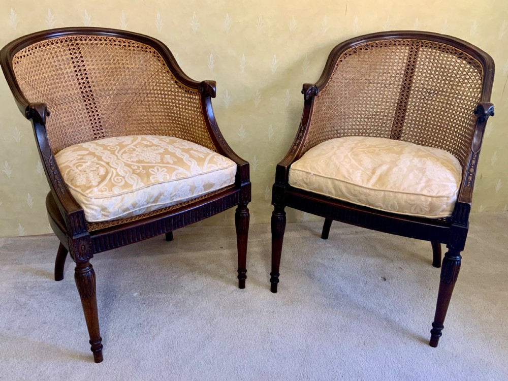 Pair Bergere arm chairs