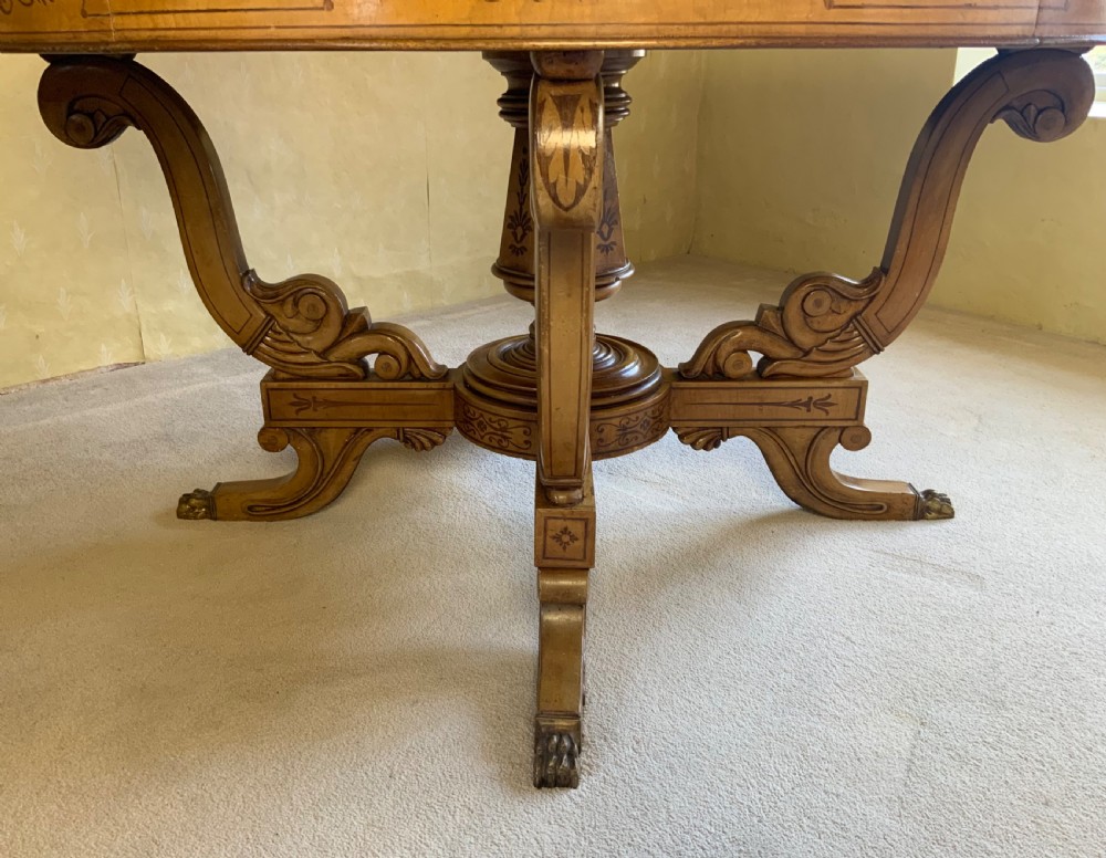 A continental marquetry centre  or drum table View VI