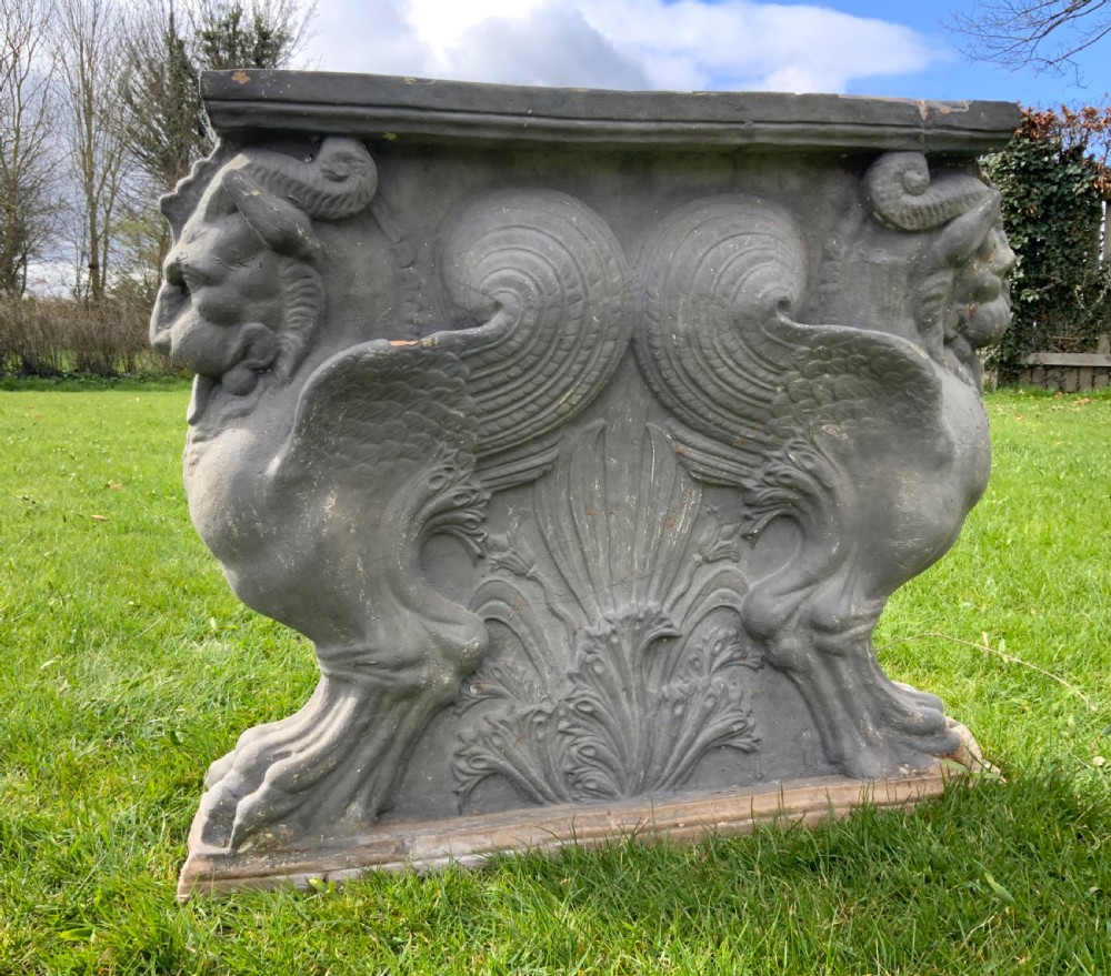 A pair of early 19th century Coade stone table ends View II