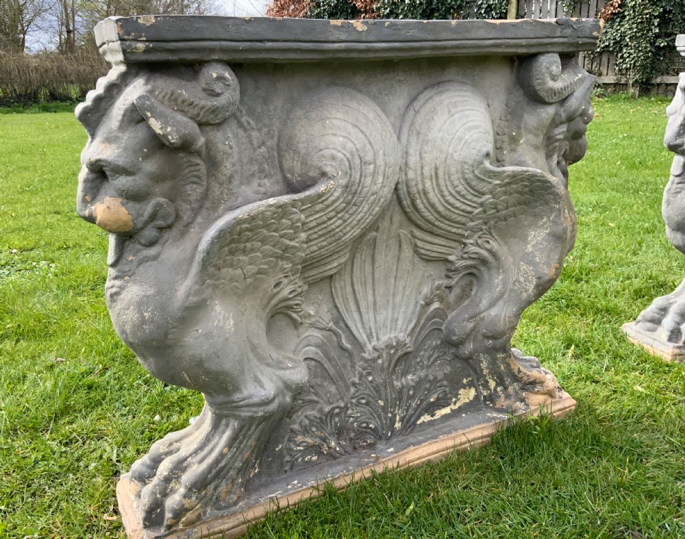 A pair of early 19th century Coade stone table ends View VII
