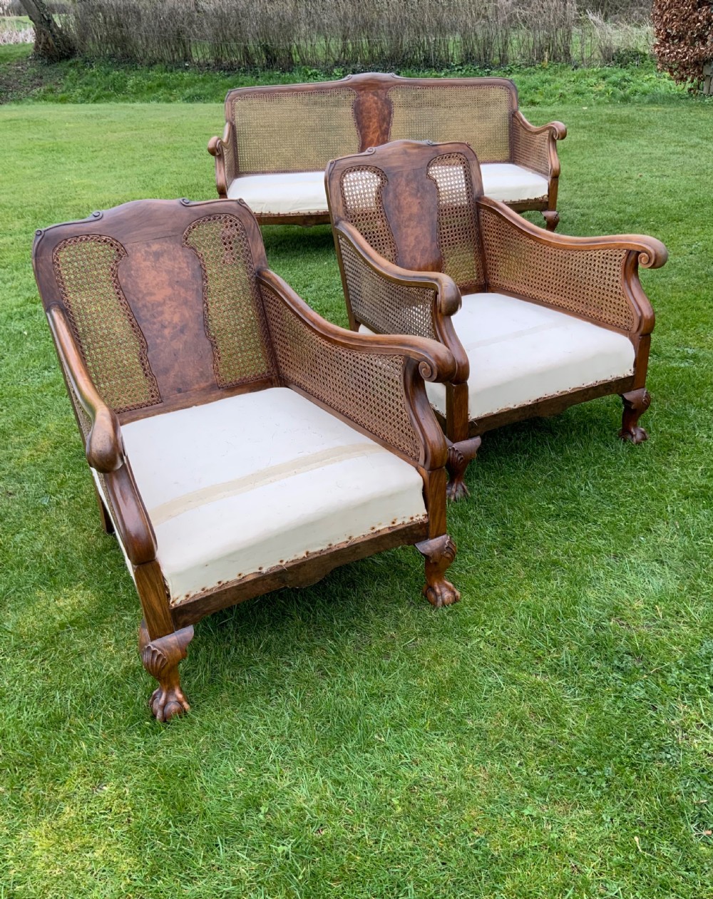 An Edwardian Bergere suite 