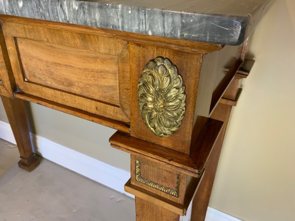 Marble topped mahogany console table View IV
