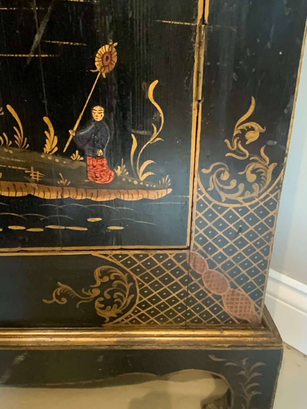 A chinoiserie decorated floor standing corner cabinet View VI