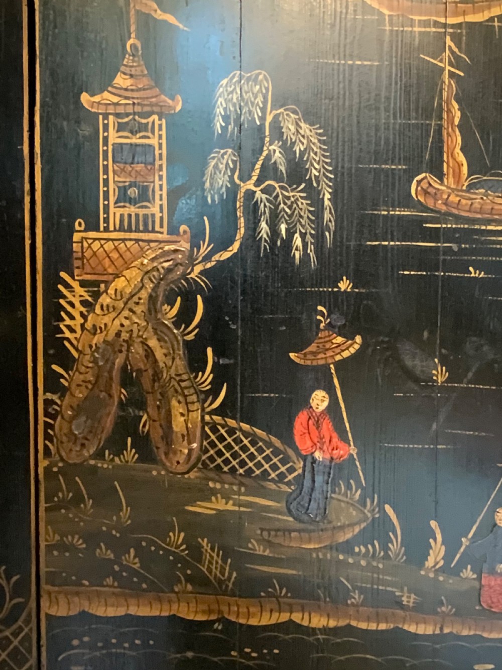 A chinoiserie decorated floor standing corner cabinet View VII