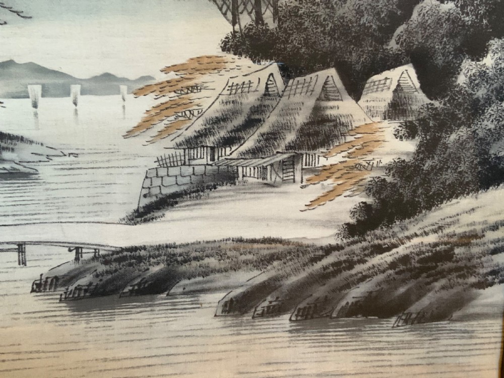 A pair of Japanese watercolours paintings on silk View II