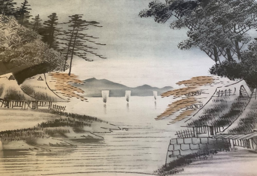 A pair of Japanese watercolours paintings on silk View III
