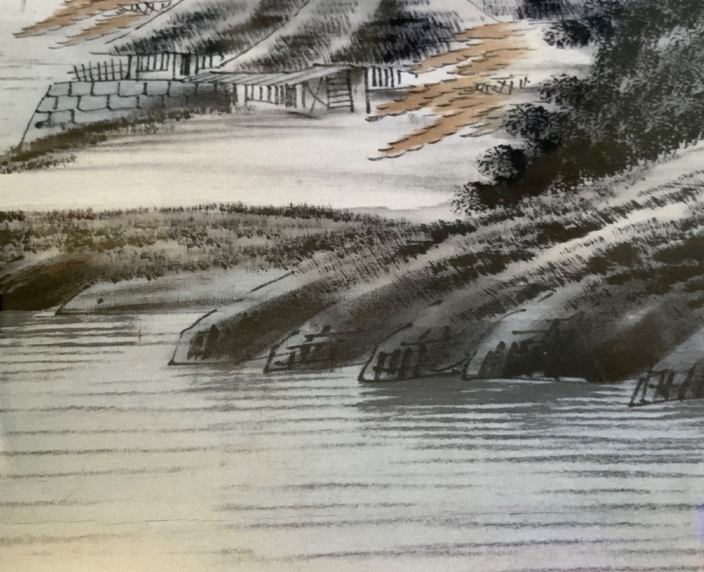A pair of Japanese watercolours paintings on silk View V