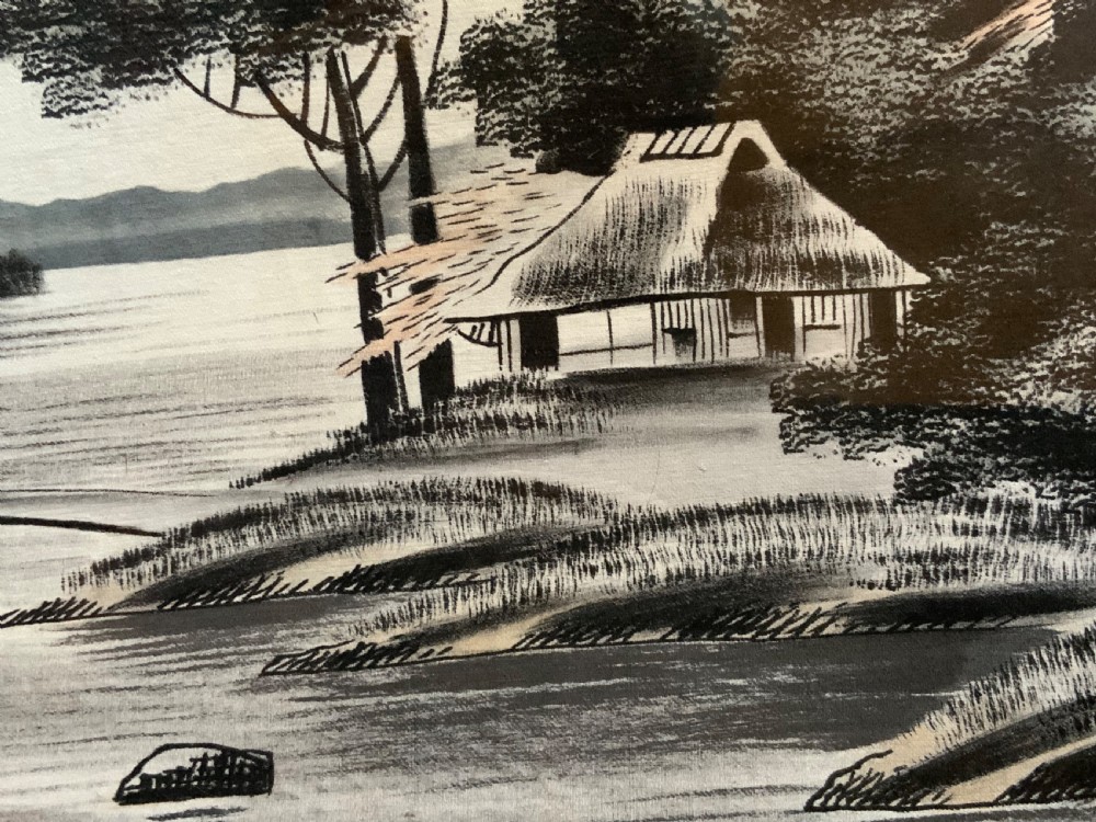 A pair of Japanese watercolours paintings on silk View VI