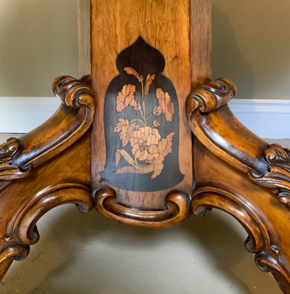 Marquetry walnut centre table in the manner of Edward Holmes Baldock View II