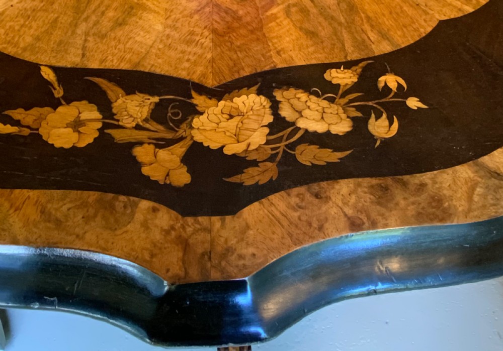 Marquetry walnut centre table in the manner of Edward Holmes Baldock View XIII
