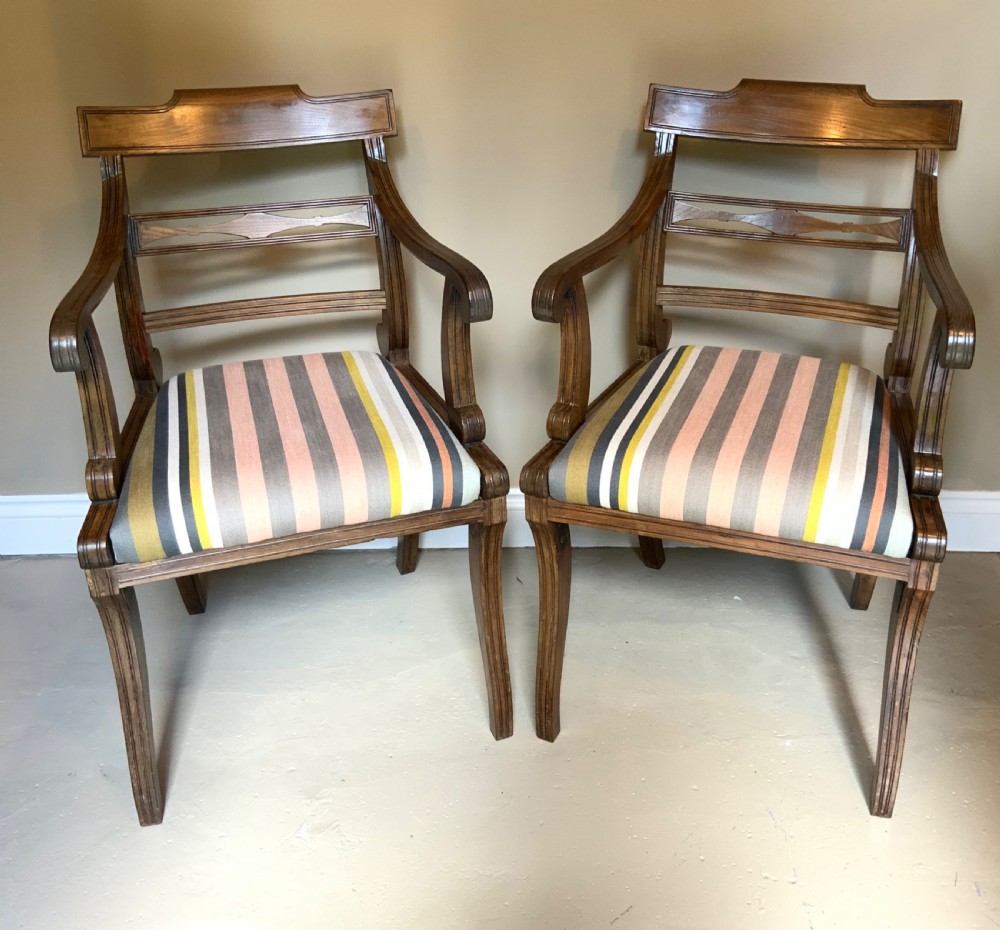 Pair of regency period elm arm chairs