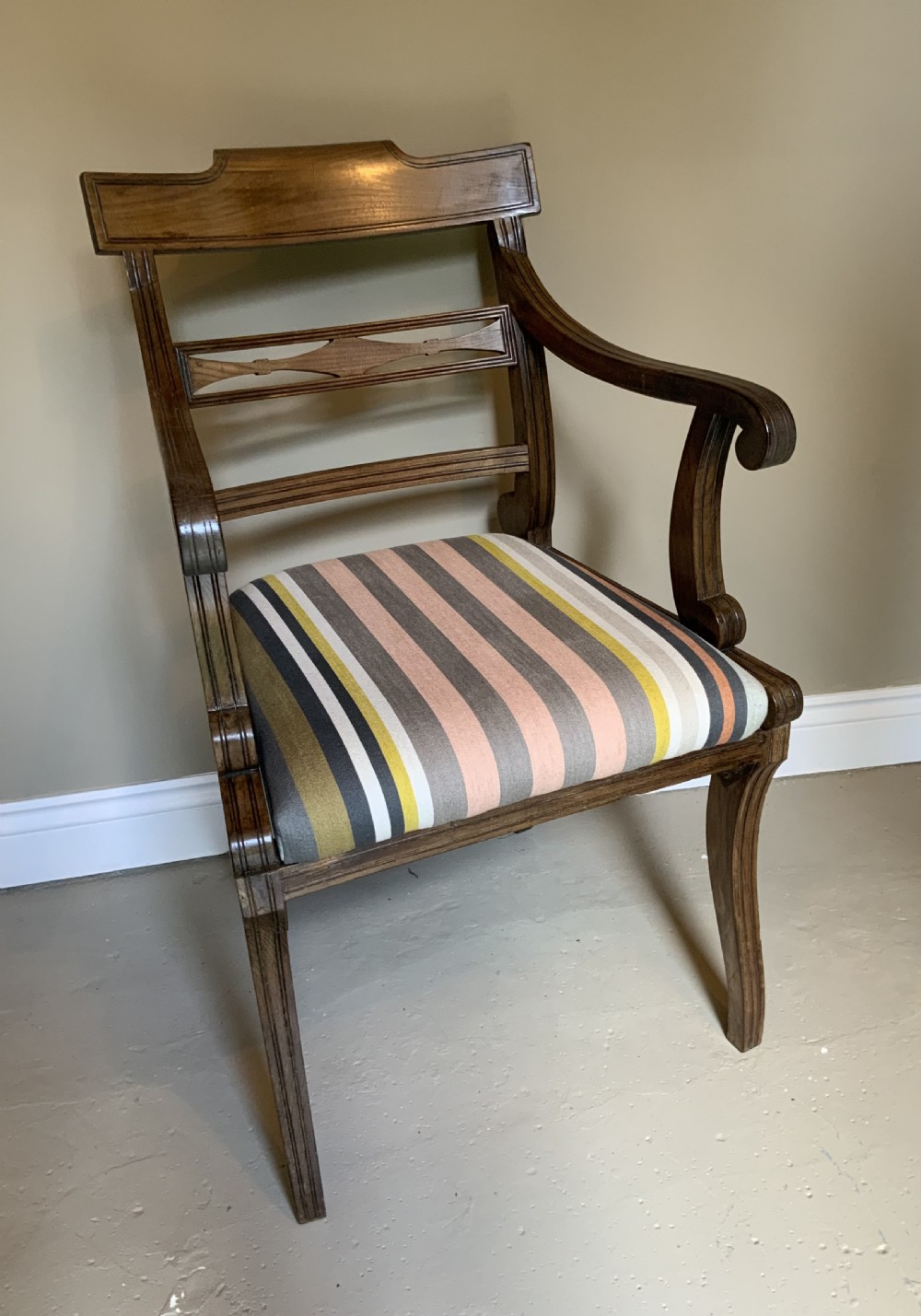 Pair of regency period elm arm chairs View XI