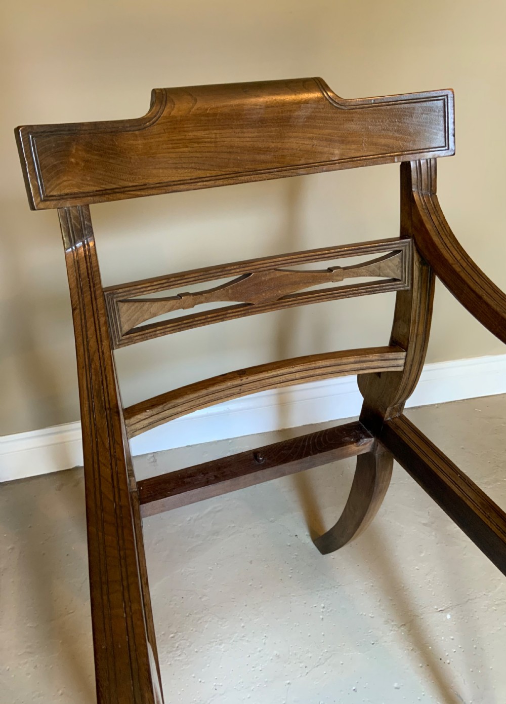 Pair of regency period elm arm chairs View XIII