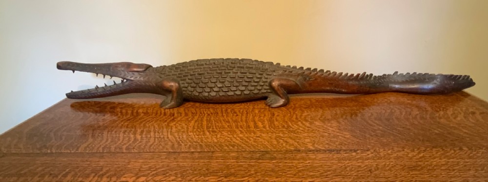 An oceanic art carved wood crocodile View VIII
