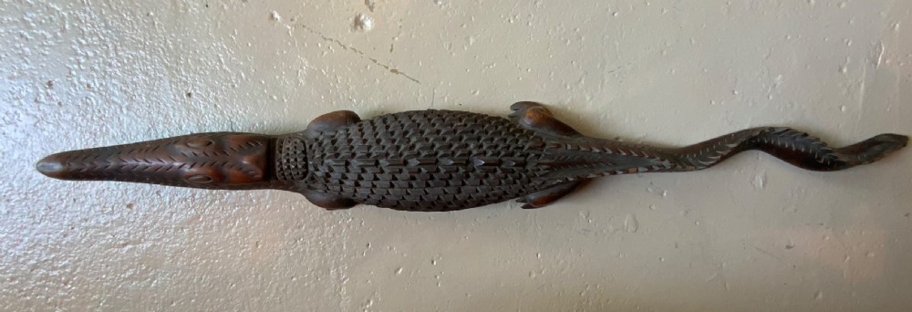 An oceanic art carved wood crocodile View III